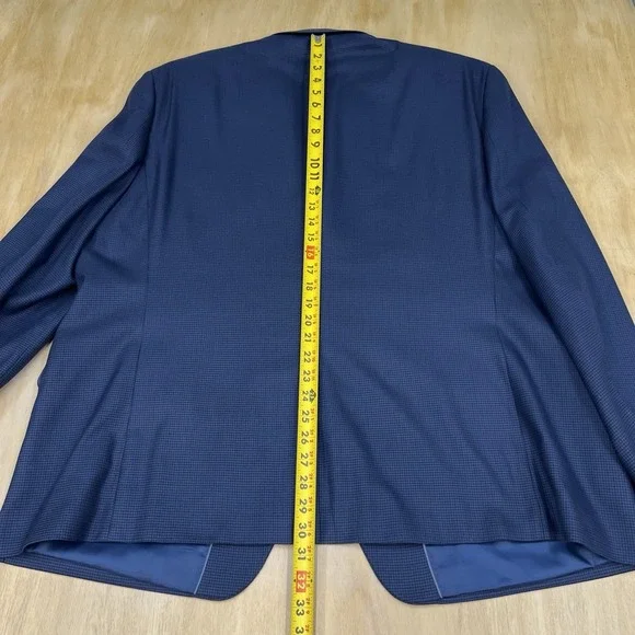 Michael Kors Blazer Jacket Sport Coat Men 50R Polyester Blend Stretch Navy/Brown - Picture 5 of 11